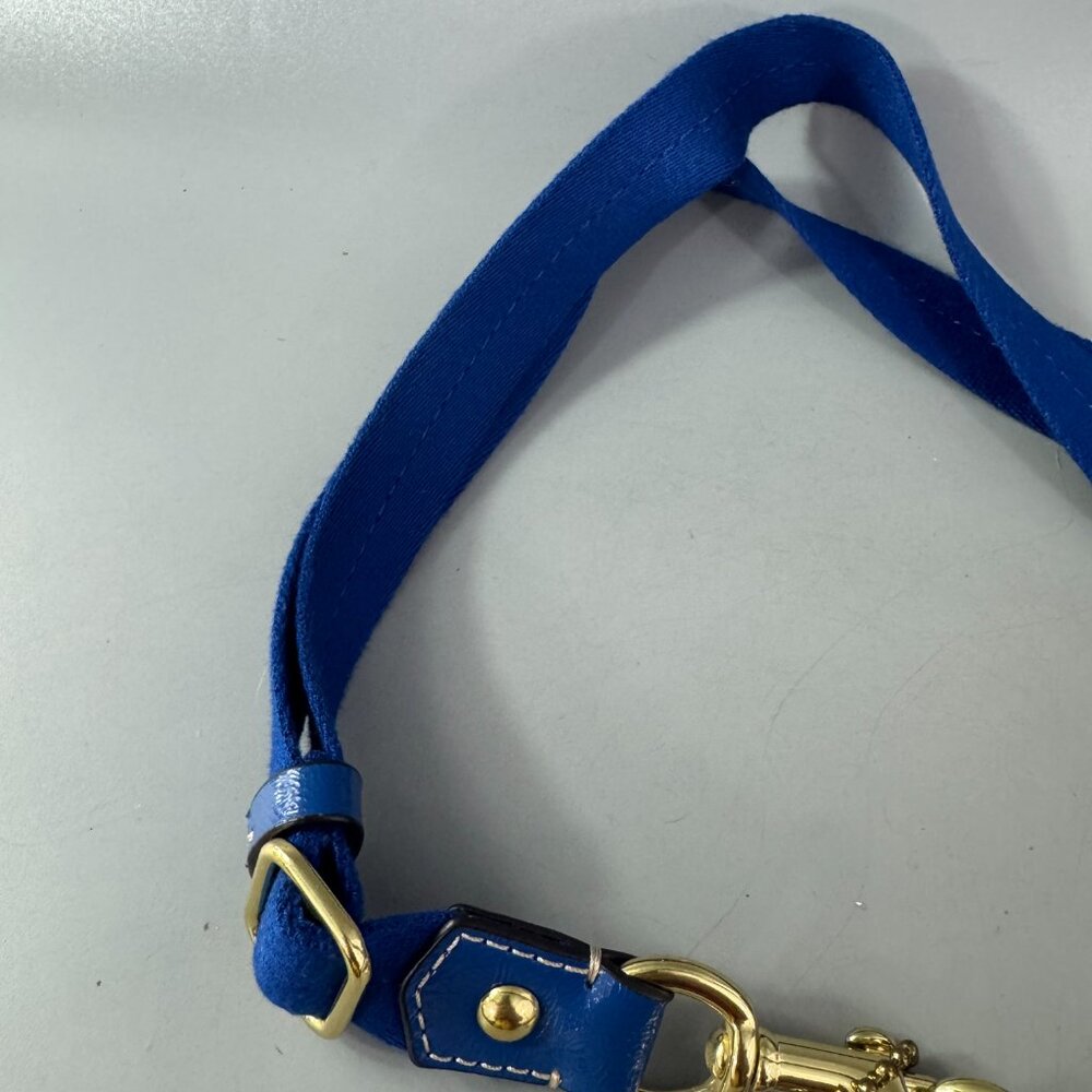 Coach Blue Cotton with Blue Patent Leather Accents Adjustable Strap w/ Fob - Picture 4 of 12